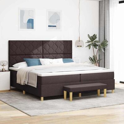 vidaXL Pohjaspring sänky päätyllä Tumma ruskea 200 x 200 cm kangas vidaXL Pohjaspring sänky päätyllä Tumma ruskea 200 x 200 cm kangas