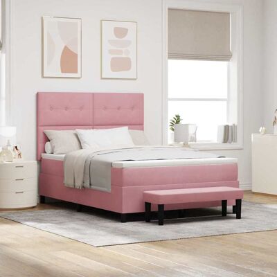 vidaXL Pohjaspring sänky päätyllä Pinkki 200 x 160 cm Sametti vidaXL Pohjaspring sänky päätyllä Pinkki 200 x 160 cm Sametti