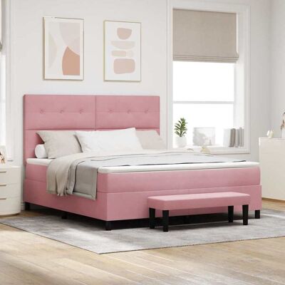 vidaXL Pohjaspring sänky päätyllä Pinkki 200 x 180 cm Sametti vidaXL Pohjaspring sänky päätyllä Pinkki 200 x 180 cm Sametti