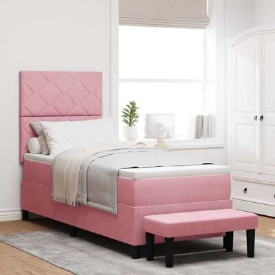 vidaXL Pohjaspring sänky päätyllä Pinkki 200 x 80 cm Sametti vidaXL Pohjaspring sänky päätyllä Pinkki 200 x 80 cm Sametti