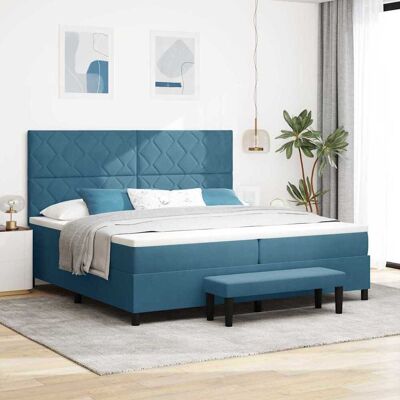 vidaXL Pohjaspring sänky päätyllä Tumman Sininen 200 x 200 cm Sametti vidaXL Pohjaspring sänky päätyllä Tumman Sininen 200 x 200 cm Sametti