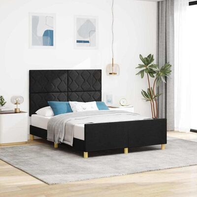 vidaXL Sängyn runko päätyllä Musta 140 x 190 cm kangas vidaXL Sängyn runko päätyllä Musta 140 x 190 cm kangas