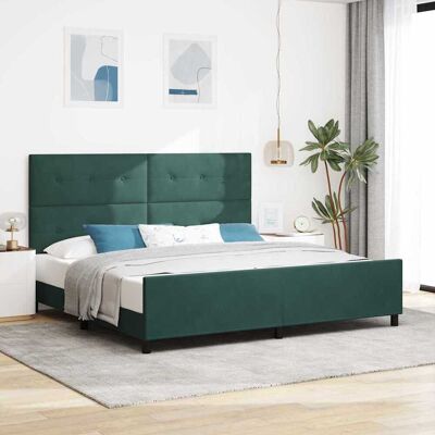 vidaXL Pohjaspring sänky päätyllä Tummanvihreä 200 x 200 cm Sametti vidaXL Pohjaspring sänky päätyllä Tummanvihreä 200 x 200 cm Sametti