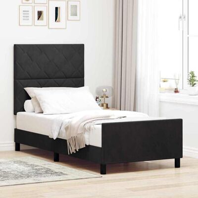 vidaXL Pohjaspring sänky päätyllä Musta 100 x 200 cm Sametti vidaXL Pohjaspring sänky päätyllä Musta 100 x 200 cm Sametti