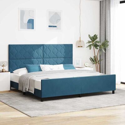 vidaXL Pohjaspring sänky päätyllä Tumma Sininen 200 x 200 cm Sametti vidaXL Pohjaspring sänky päätyllä Tumma Sininen 200 x 200 cm Sametti