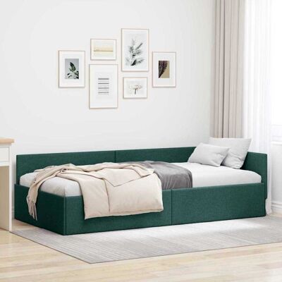 vidaXL Kulmavuoteen runko päätyllä Tummanvihreä 90 cm x 200 cm kangas vidaXL Kulmavuoteen runko päätyllä Tummanvihreä 90 cm x 200 cm kangas