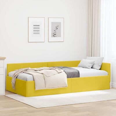 vidaXL Kulmavuoteen runko päätyllä Keltainen 90 cm x 190 cm Sametti vidaXL Kulmavuoteen runko päätyllä Keltainen 90 cm x 190 cm Sametti