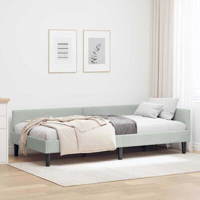 vidaXL Kulmavuoteen runko Vaaleanharmaa 90 cm x 190 cm Sametti vidaXL Kulmavuoteen runko Vaaleanharmaa 90 cm x 190 cm Sametti