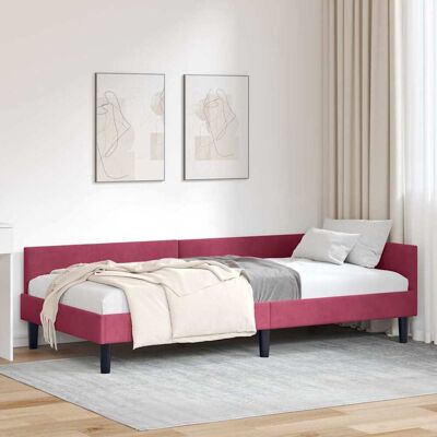 vidaXL Kulmavuoteen runko Viininpunainen 90 cm x 200 cm Sametti vidaXL Kulmavuoteen runko Viininpunainen 90 cm x 200 cm Sametti