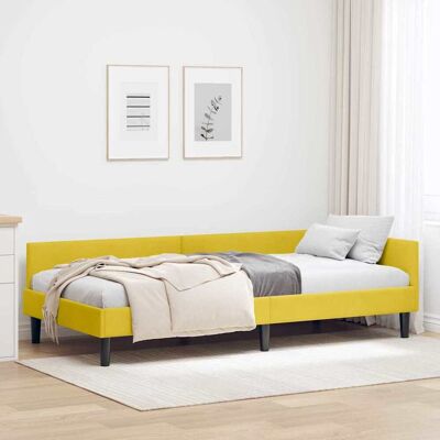 vidaXL Kulmavuoteen runko päätyllä Keltainen 90 cm x 200 cm Sametti vidaXL Kulmavuoteen runko päätyllä Keltainen 90 cm x 200 cm Sametti