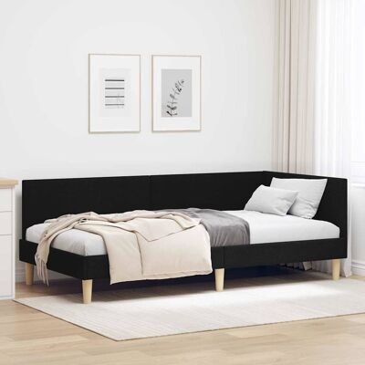 vidaXL Kulmavuoteen runko Musta 90 cm x 190 cm Kangas ja Plywood vidaXL Kulmavuoteen runko Musta 90 cm x 190 cm Kangas ja Plywood