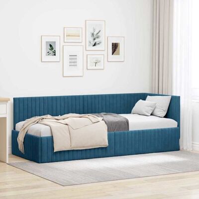 vidaXL Kulmavuoteen runko päätyllä Sininen 80 cm x 200 cm Sametti vidaXL Kulmavuoteen runko päätyllä Sininen 80 cm x 200 cm Sametti