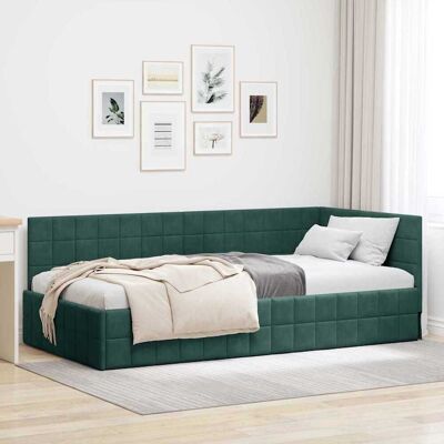 vidaXL Kulmavuoteen runko päätyllä Tummanvihreä 90 cm x 190 cm Sametti vidaXL Kulmavuoteen runko päätyllä Tummanvihreä 90 cm x 190 cm Sametti