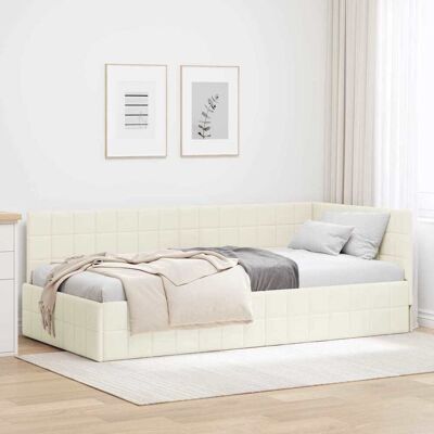vidaXL Kulmavuoteen runko päätyllä Kerma 100 cm x 200 cm Sametti vidaXL Kulmavuoteen runko päätyllä Kerma 100 cm x 200 cm Sametti