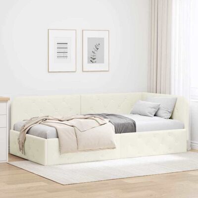 vidaXL Kulmavuoteen runko Kerma 100 x 200 cm Sametti vidaXL Kulmavuoteen runko Kerma 100 x 200 cm Sametti