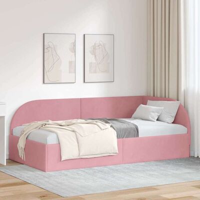 vidaXL Kulmavuoteen runko päätyllä Pinkki 80 cm x 200 cm Sametti vidaXL Kulmavuoteen runko päätyllä Pinkki 80 cm x 200 cm Sametti
