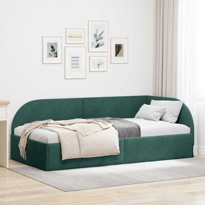 vidaXL Kulmavuoteen runko päätyllä Tummanvihreä 90 cm x 190 cm Sametti vidaXL Kulmavuoteen runko päätyllä Tummanvihreä 90 cm x 190 cm Sametti