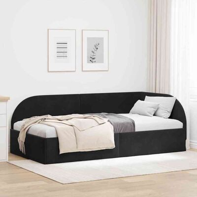 vidaXL Kulmavuoteen runko päätyllä Musta 90 cm x 200 cm Sametti vidaXL Kulmavuoteen runko päätyllä Musta 90 cm x 200 cm Sametti