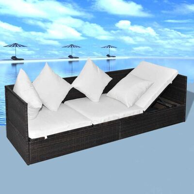 vidaXL Aurinkotuoli Ruskea 200 x 60 x 58 cm polyrottinki vidaXL Aurinkotuoli Ruskea 200 x 60 x 58 cm polyrottinki