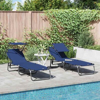 vidaXL Taittuva aurinkotuoli 2 pcs Sininen 190 x 57 x 81 cm oxford vidaXL Taittuva aurinkotuoli 2 pcs Sininen 190 x 57 x 81 cm oxford