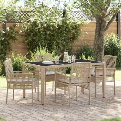 vidaXL Piharuokailu setti 5 pcs Beige polyrottinki vidaXL Piharuokailu setti 5 pcs Beige polyrottinki