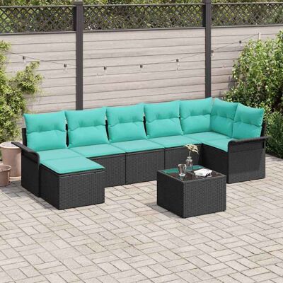 vidaXL Puutarhasohva Setti tyynyllä 8 pcs Musta Polyrotangi vidaXL Puutarhasohva Setti tyynyllä 8 pcs Musta Polyrotangi