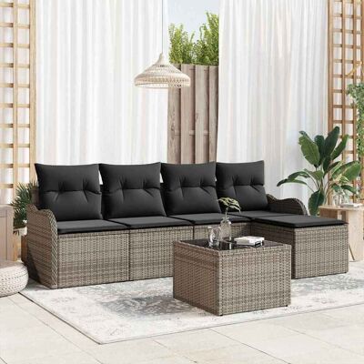 vidaXL Puutarhasohva Setti 6 pcs Harmaa polyrottinki vidaXL Puutarhasohva Setti 6 pcs Harmaa polyrottinki