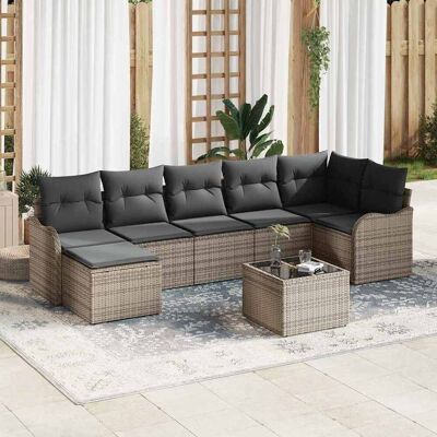 vidaXL Puutarhasohva Setti 8 pcs Harmaa polyrottinki vidaXL Puutarhasohva Setti 8 pcs Harmaa polyrottinki
