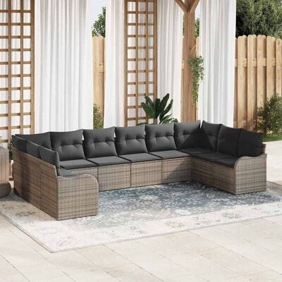 vidaXL Puutarhasohva Setti Harmaa 344 x 177,5 x 85 cm polyrottinki vidaXL Puutarhasohva Setti Harmaa 344 x 177,5 x 85 cm polyrottinki