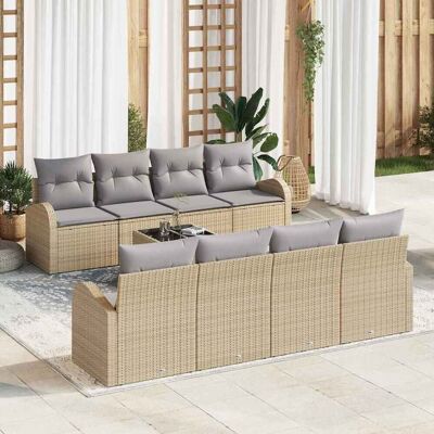 Vidaxl Puutarhasohvasetti - 9 osainen beigen polyester rattan ulkotuotteet Vidaxl Puutarhasohvasetti - 9 osainen beigen polyester rattan ulkotuotteet