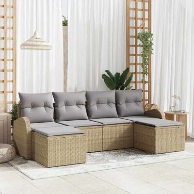 vidaXL Puutarhasohva Setti tyynyllä 6 pcs Beige Poly Rattan vidaXL Puutarhasohva Setti tyynyllä 6 pcs Beige Poly Rattan
