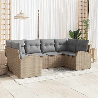 vidaXL Puutarhasohva Setti tyynyllä 6 pcs Beige Poly Rattan vidaXL Puutarhasohva Setti tyynyllä 6 pcs Beige Poly Rattan