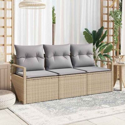vidaXL Sohvasetti 3 pcs Beige polyrottinki vidaXL Sohvasetti 3 pcs Beige polyrottinki