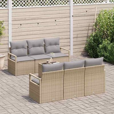 vidaXL Sohvasetti tyynyllä 7 pcs Beige ja harmaa polyrottinki vidaXL Sohvasetti tyynyllä 7 pcs Beige ja harmaa polyrottinki