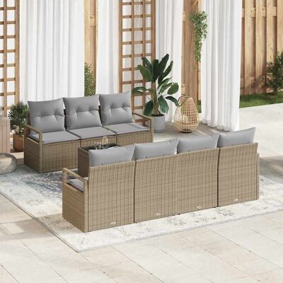 vidaXL Sohvasetti tyynyllä 8 pcs Beige ja harmaa polyrottinki vidaXL Sohvasetti tyynyllä 8 pcs Beige ja harmaa polyrottinki