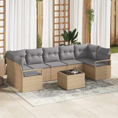 vidaXL Sohvasetti 8 pcs Beige ja harmaa polyrottinki vidaXL Sohvasetti 8 pcs Beige ja harmaa polyrottinki