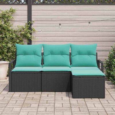 vidaXL Sohvasetti 4 pcs Musta polyrottinki vidaXL Sohvasetti 4 pcs Musta polyrottinki