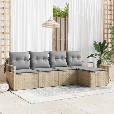 vidaXL Sohvasetti tyynyllä 5 pcs Beige polyrottinki vidaXL Sohvasetti tyynyllä 5 pcs Beige polyrottinki