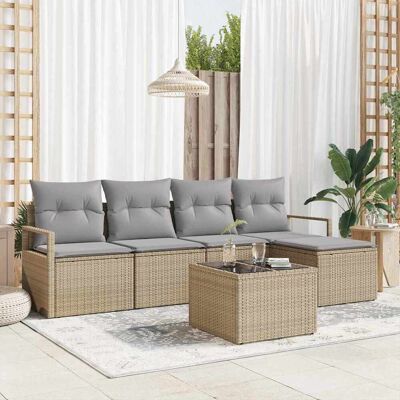 vidaXL Sohvasetti tyynyllä 6 pcs Beige polyrottinki vidaXL Sohvasetti tyynyllä 6 pcs Beige polyrottinki