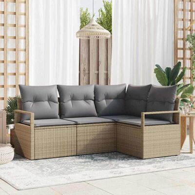 vidaXL Sohvasetti 4 pcs Beige polyrottinki vidaXL Sohvasetti 4 pcs Beige polyrottinki