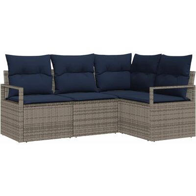 vidaXL Sohvasetti tyynyllä 4 pcs Harmaa polyrottinki vidaXL Sohvasetti tyynyllä 4 pcs Harmaa polyrottinki