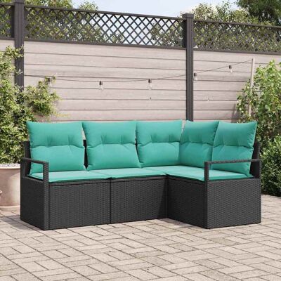 vidaXL Sohvasetti 4 pcs Musta polyrottinki vidaXL Sohvasetti 4 pcs Musta polyrottinki