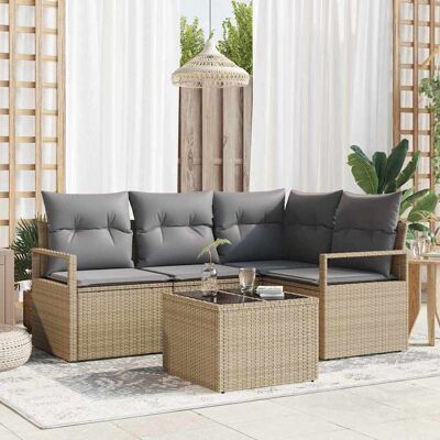 vidaXL Sohvasetti 5 pcs Beige polyrottinki vidaXL Sohvasetti 5 pcs Beige polyrottinki
