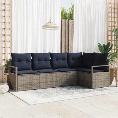 vidaXL Sohvasetti 5 pcs Harmaa polyrottinki vidaXL Sohvasetti 5 pcs Harmaa polyrottinki