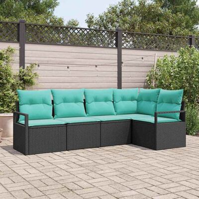 vidaXL Sohvasetti 5 pcs Musta polyrottinki vidaXL Sohvasetti 5 pcs Musta polyrottinki