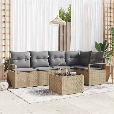 vidaXL Sohvasetti 6 pcs Beige polyrottinki vidaXL Sohvasetti 6 pcs Beige polyrottinki