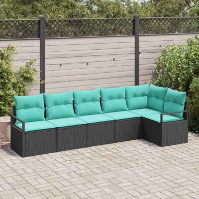 vidaXL Sohvasetti 6 pcs Musta polyrottinki vidaXL Sohvasetti 6 pcs Musta polyrottinki