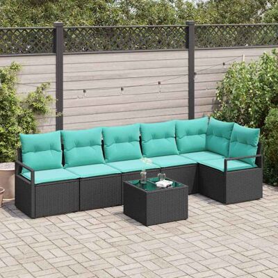 vidaXL Sohvasetti 7 pcs Musta polyrottinki vidaXL Sohvasetti 7 pcs Musta polyrottinki