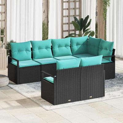 vidaXL Sohvasetti 7 pcs Musta polyrottinki vidaXL Sohvasetti 7 pcs Musta polyrottinki