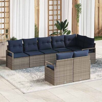 vidaXL Sohvasetti 8 pcs Harmaa polyrottinki vidaXL Sohvasetti 8 pcs Harmaa polyrottinki